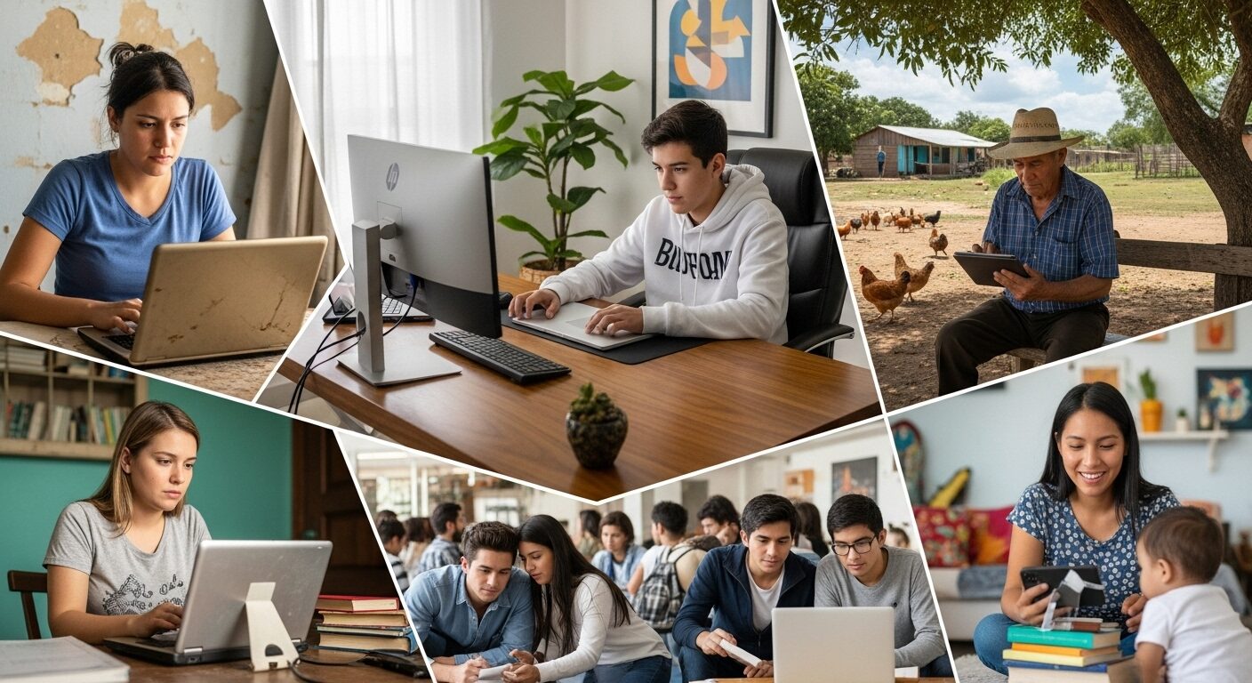 Personas aprendiendo en línea